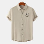 Women's Short-Sleeve Shirt with Creative Print and Loose Fit