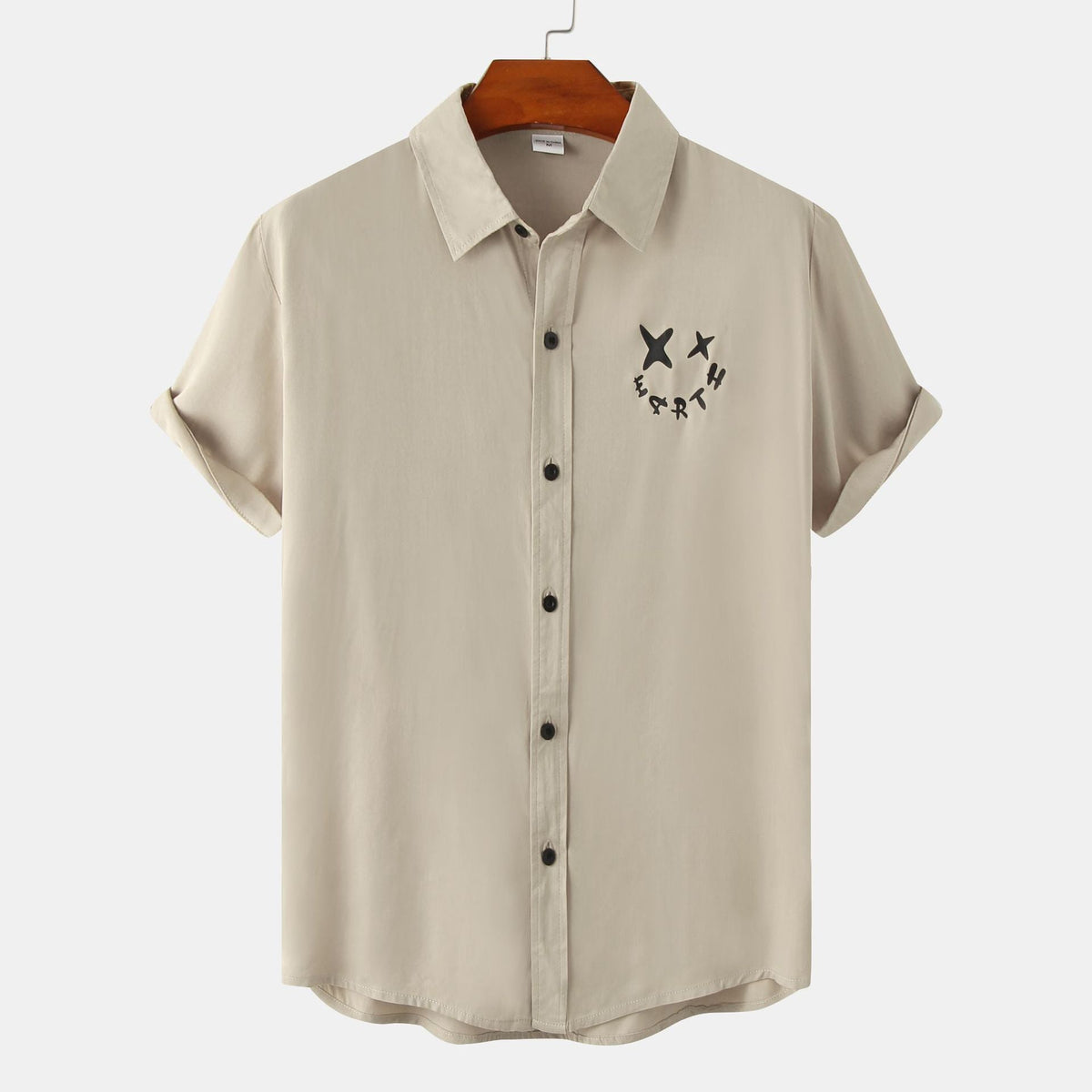 Women's Short-Sleeve Shirt with Creative Print and Loose Fit