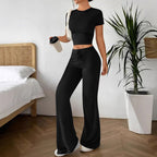 Two-Piece Set with Cropped Top and Wide-Leg Pants