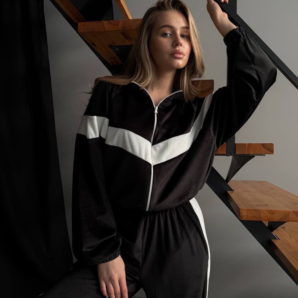 Women's Hooded Zip-Up Loungewear Set