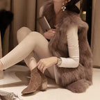 Women's Elegant Faux Fur Vest with Fashionable Cut