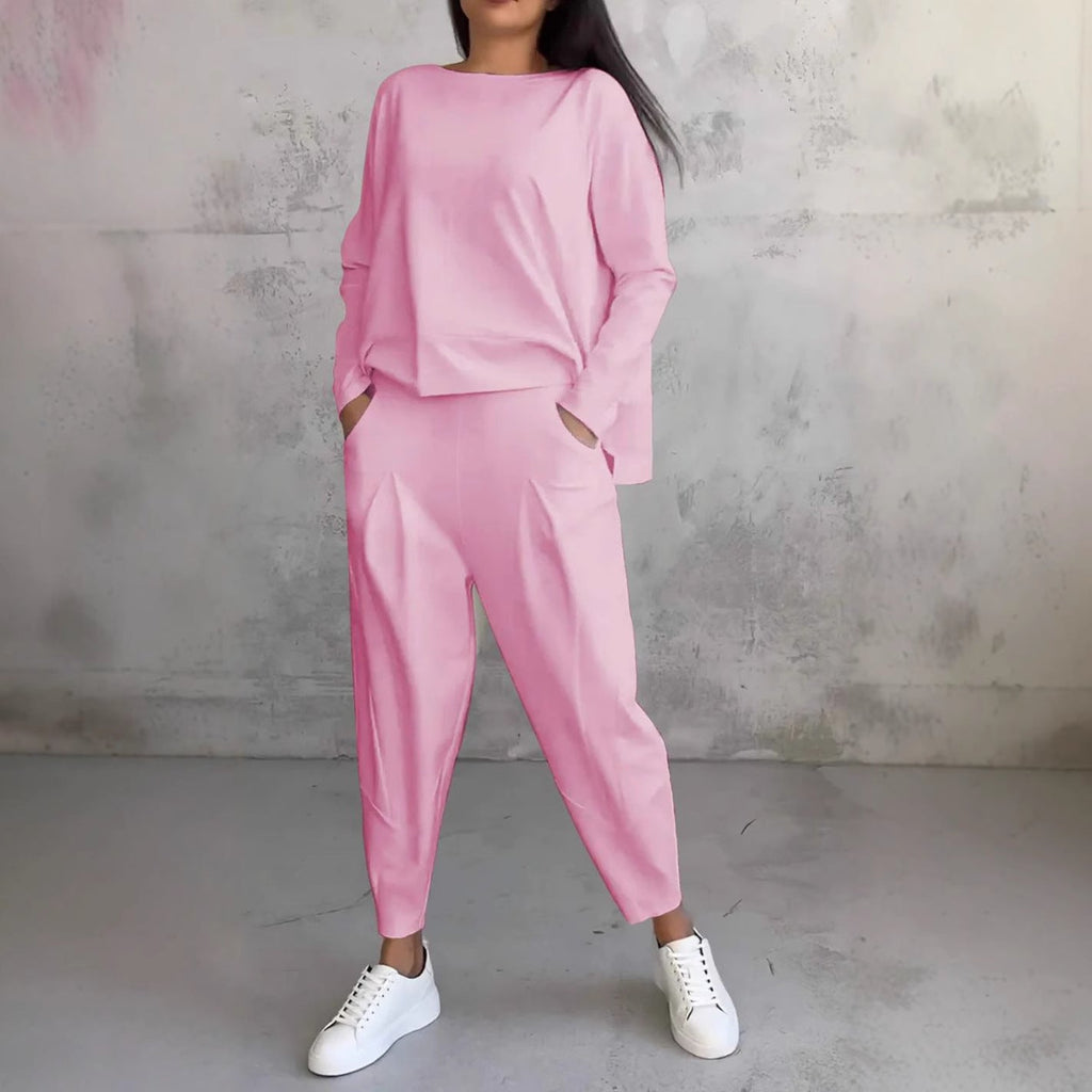 Women's Jogging Suit Lounge Set with Wide Sleeves and Pockets