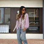 Women's Blouse with Floral Accents and Tie Detail