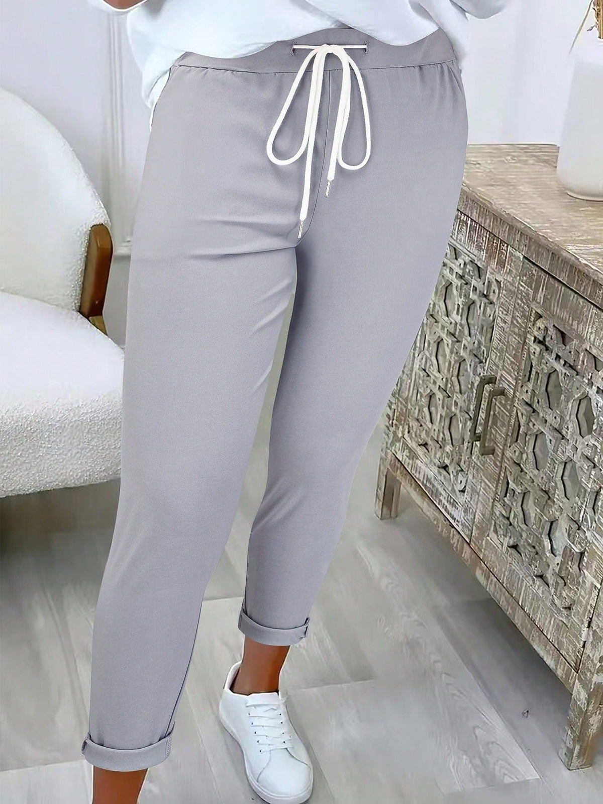 Women's Casual Pants with Elastic Waistband and Drawstring
