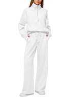 Women's Casual Sweatpants Suit with High Collar and Kangaroo Pocket