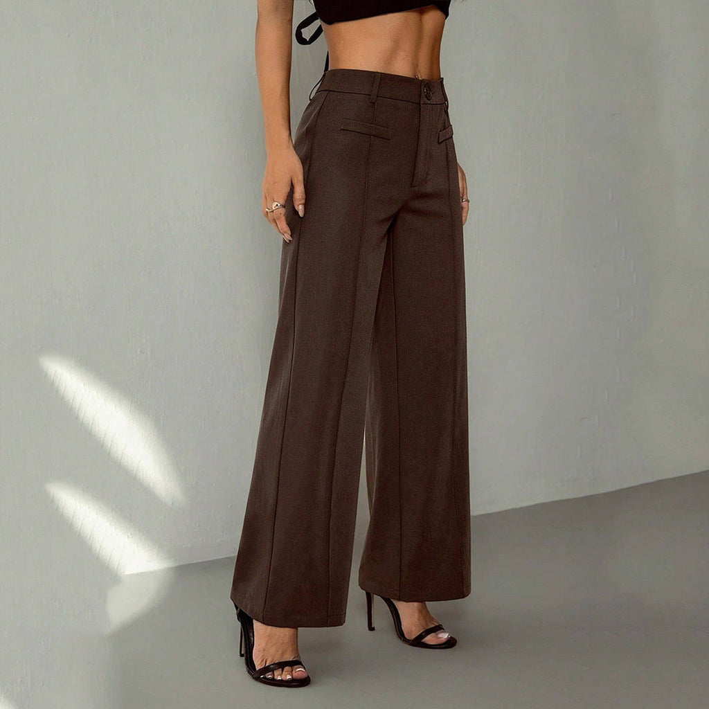 Women's Elegant Wide-Leg Fabric Trousers