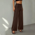 Women's Elegant Wide-Leg Fabric Trousers