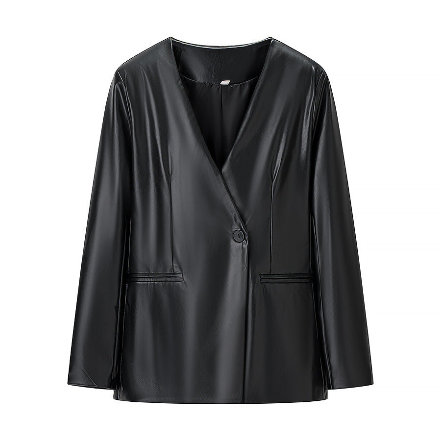 Elegant Faux Leather Jacket