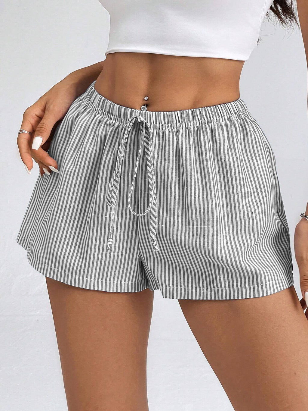 Women's Striped Lounge Pants with Adjustable Drawstring