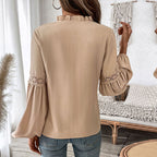 Women's Blouse with Fine Pleats and Elegant Lace Details