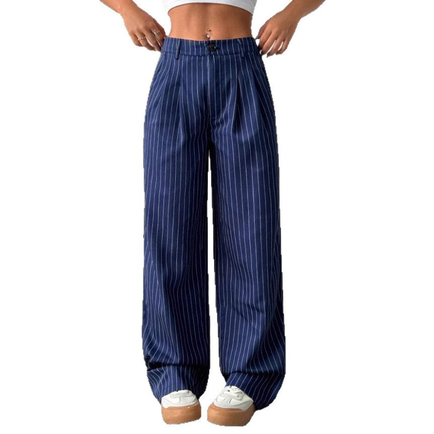 Women's Elegant Wide-Leg Striped Trousers