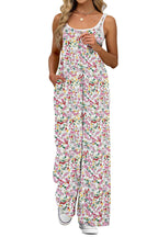Casual Women's Jumpsuit with Floral Patterns and Pockets