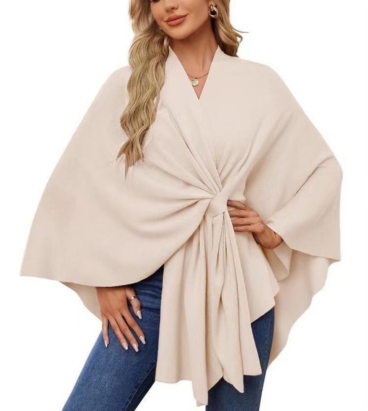 Women's Elegant Wrap Sweater with Asymmetrical Cut