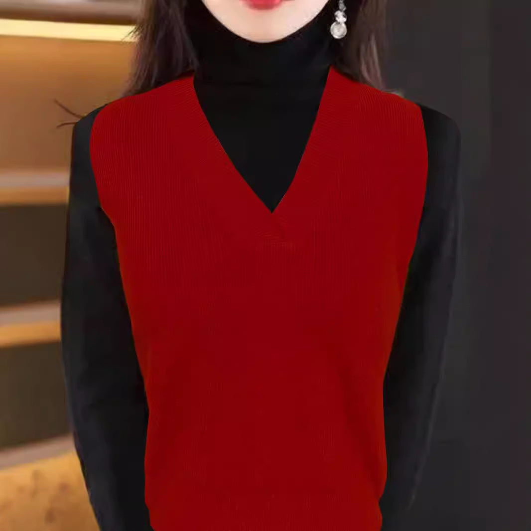 Women's Elegant V-Neck Knit Top