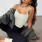 Sleeveless Ribbed Tank Top with Ruching