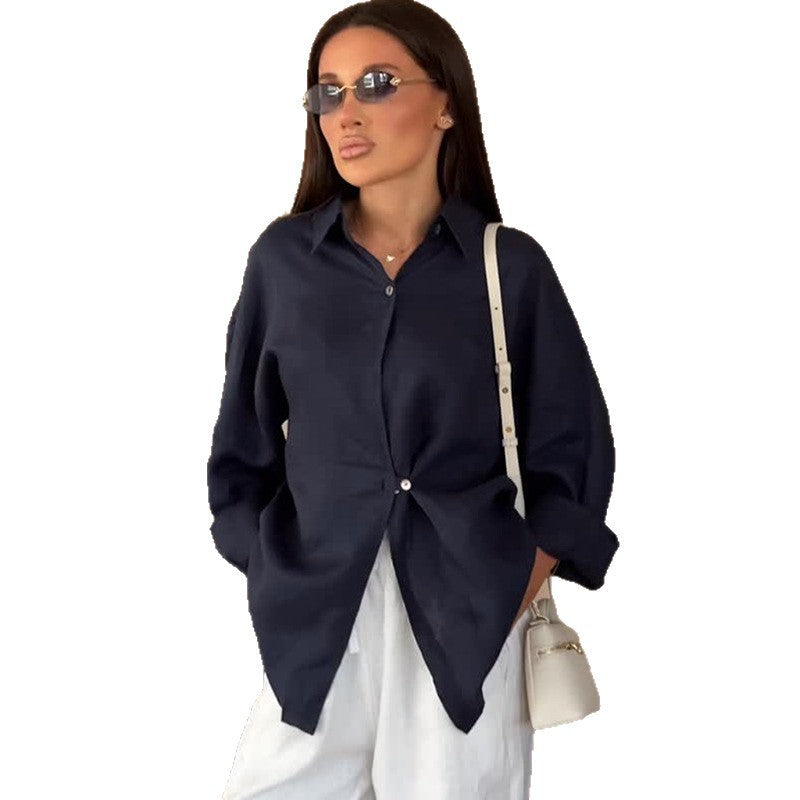 Women's Airy Shirt Blouse with Decorative Knot