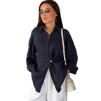 Women's Airy Shirt Blouse with Decorative Knot