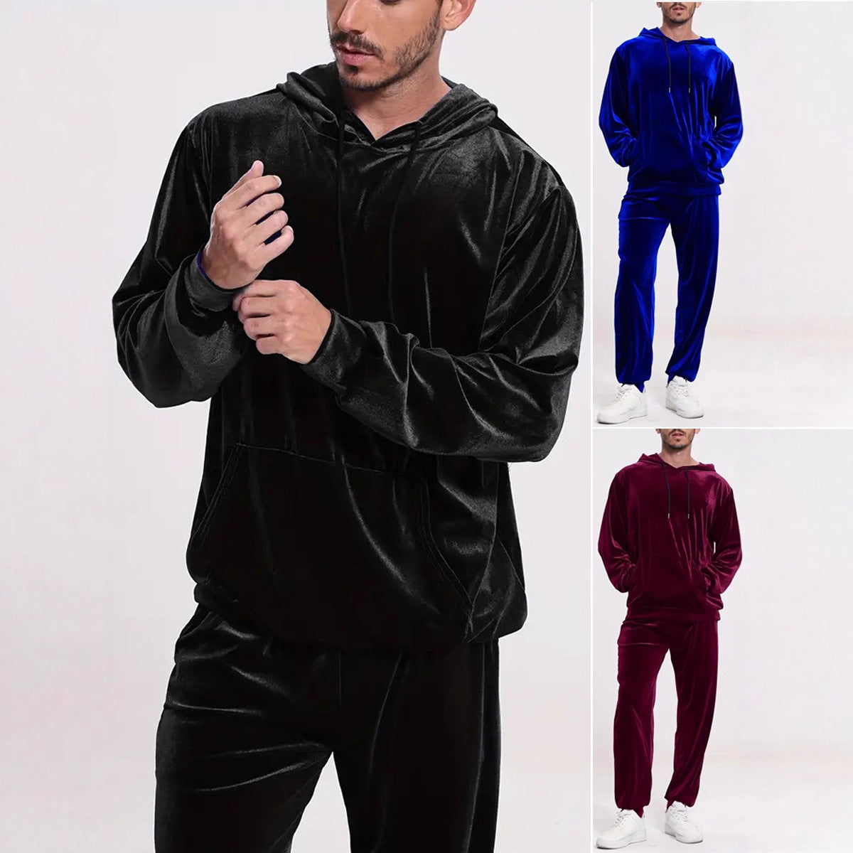 Men's Velvet Tracksuit with Hoodie