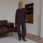 Casual Oversized Sweatshirt and Wide Jogger Set