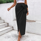 Women's Elegant Wrap Skirt with Bow Detail