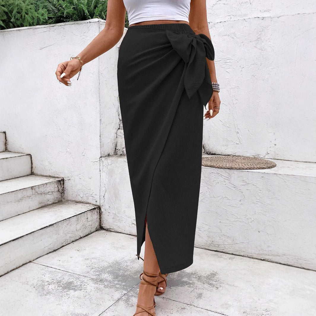 Women's Elegant Wrap Skirt with Bow Detail