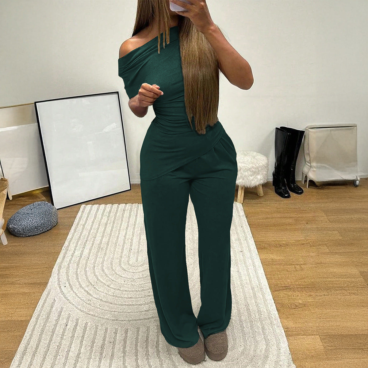 Elegant Jumpsuit with Wrap Design and Wide Leg