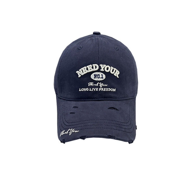 Men's Distressed Cotton Embroidered Baseball Cap