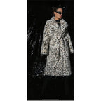 Women's Luxurious Faux Fur Coat with Leopard Print