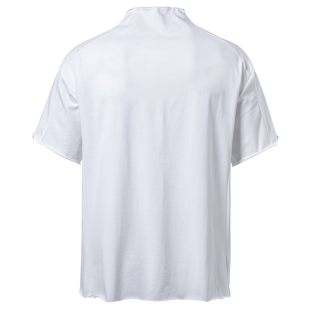 Women's Short-Sleeve Shirt with Modern Stand-Up Collar