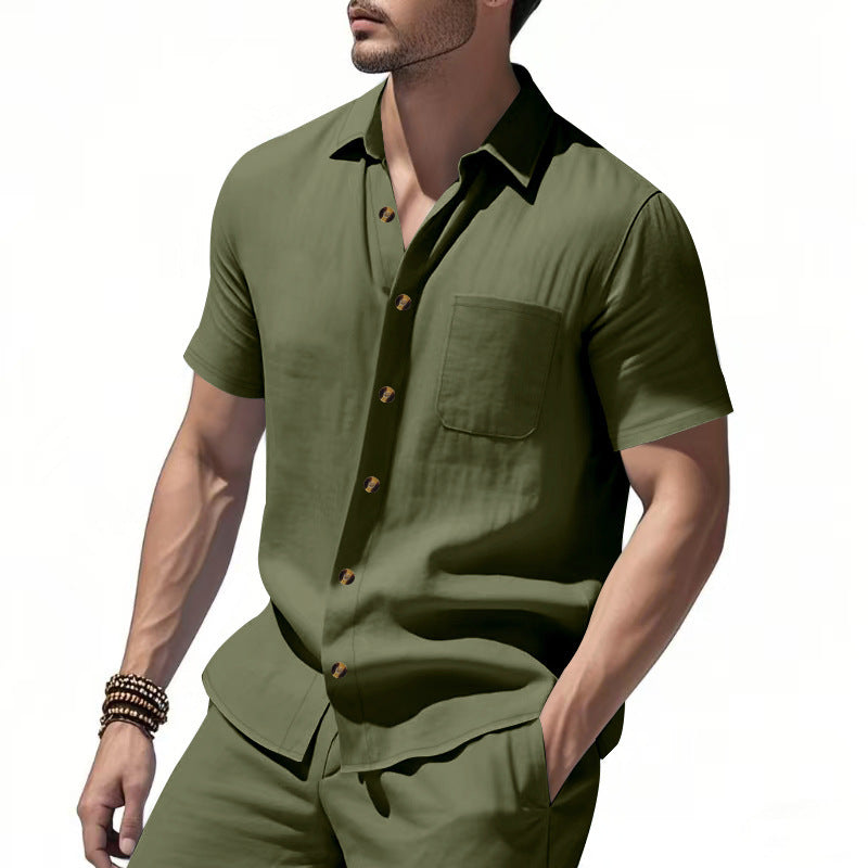 Men's Short-Sleeve Resort Shirt and Drawstring Bermuda Set