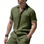 Men's Short-Sleeve Resort Shirt and Drawstring Bermuda Set