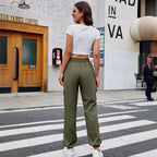 Women's Cargo Pants with Elastic Waist and Practical Pockets