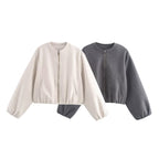 Women's Comfortable Bomber Jacket with High Collar