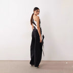 Women's Asymmetrical Wrap Top with Striped Pattern