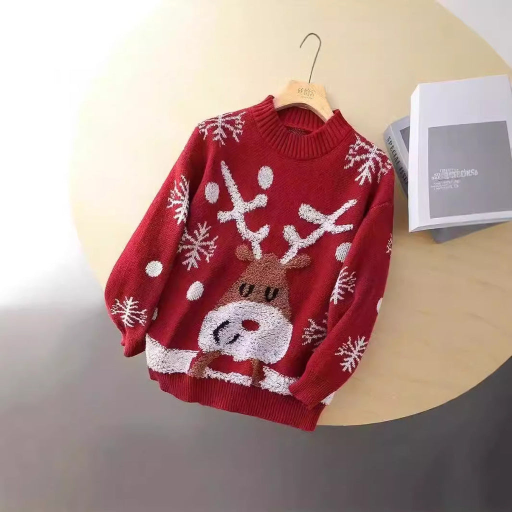 Women's Festive Reindeer and Snowflake Knit Sweater