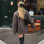 Women's Elegant Warm Wool Jacket with Lapel Collar