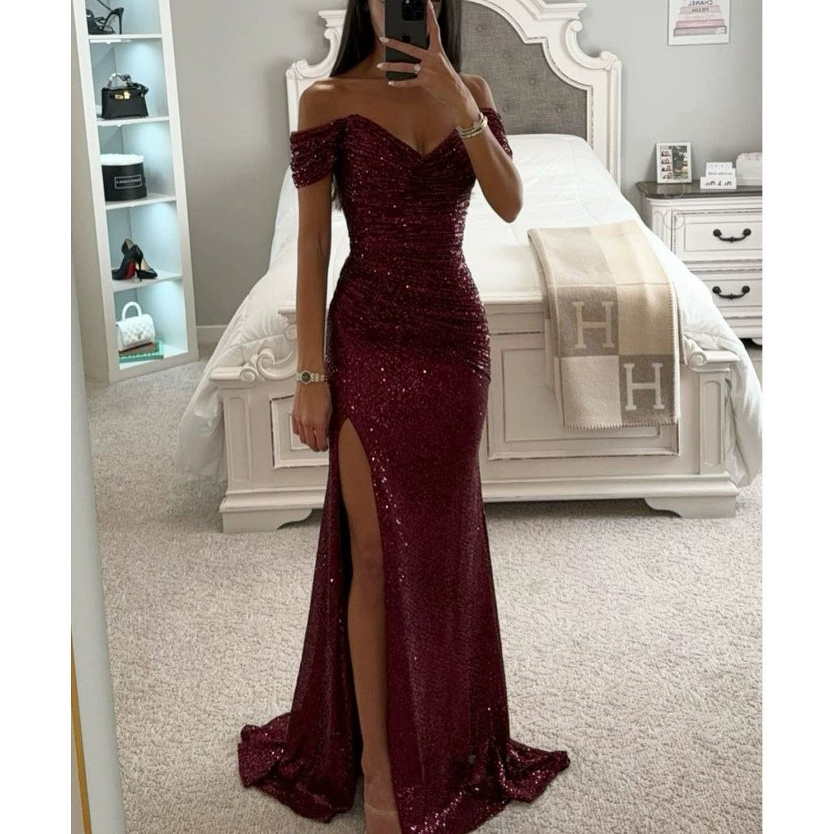 Women's Evening Dress with Shimmering Sequins