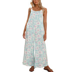 Women's Airy Summer Jumpsuit with Floral Print and Adjustable Straps