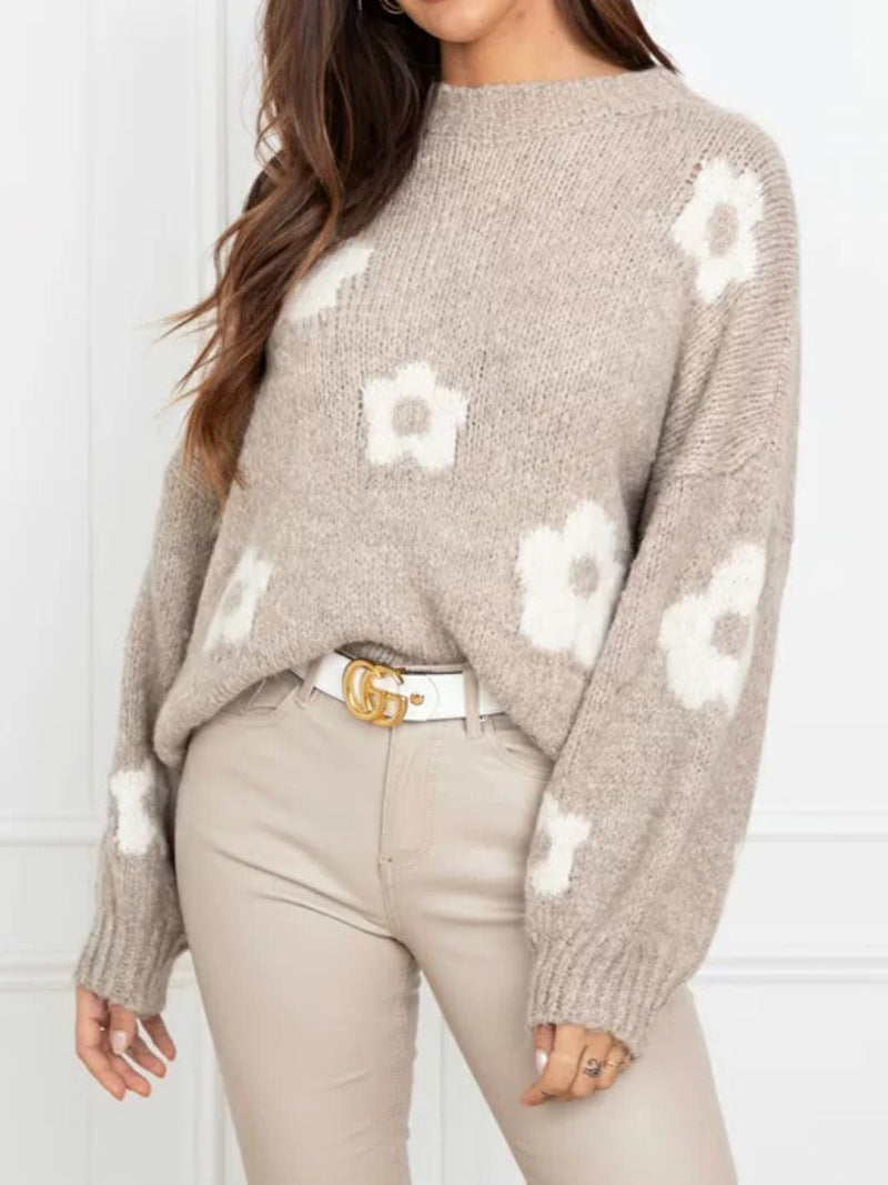 Women's Cozy Floral Knit Sweater