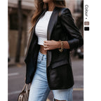 Elegant Women's Leather Blazer with Modern Cut