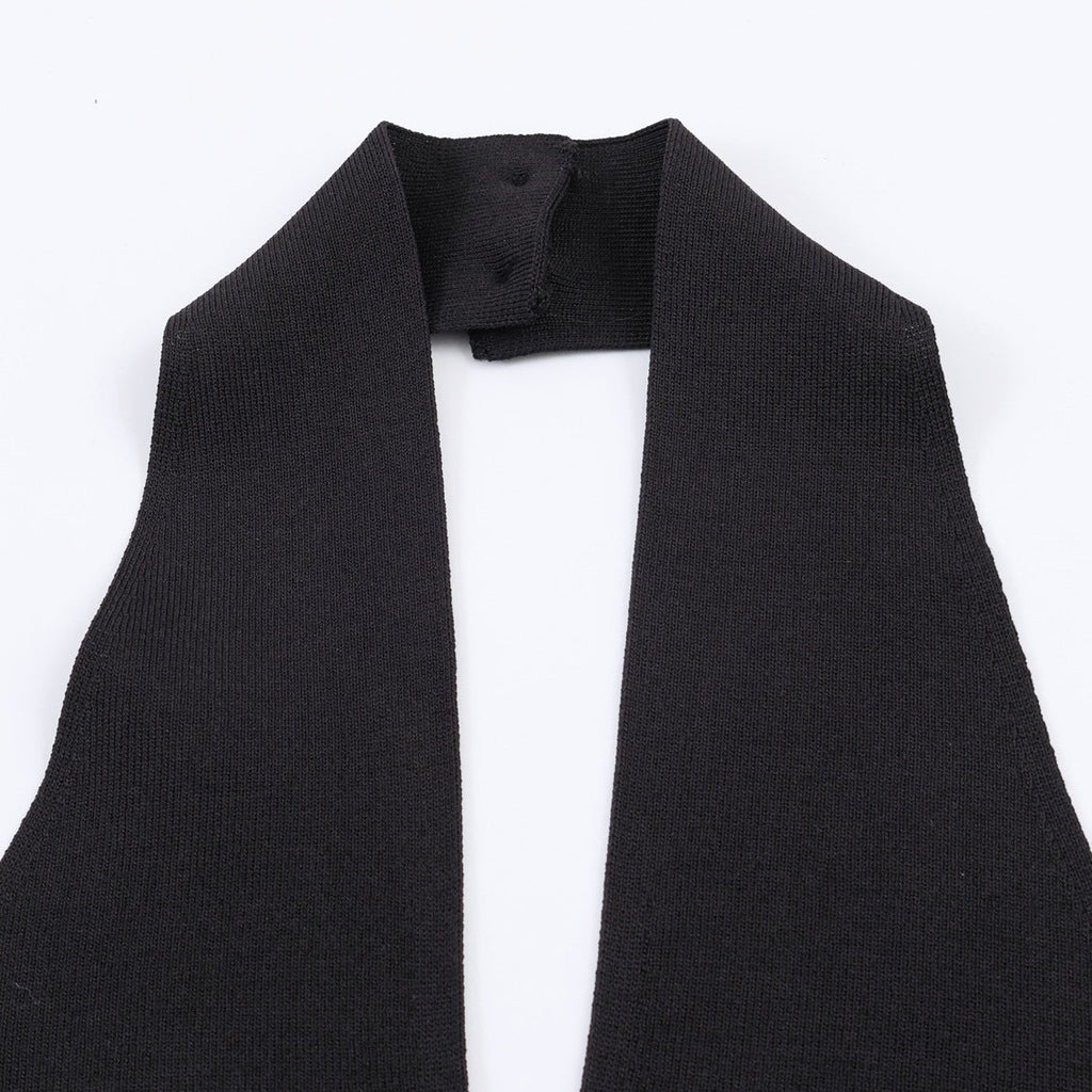 Women's Sleeveless Top with Deep V-Neck and Back Cutout