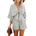 Women's Wide-Leg Romper with Knotted V-Neck