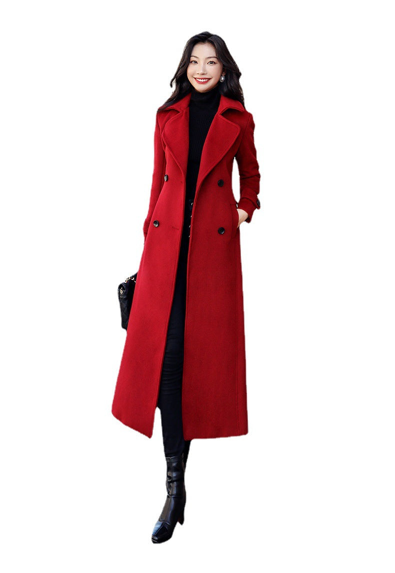 Women's Elegant Trench Coat with Double-Breasted Design