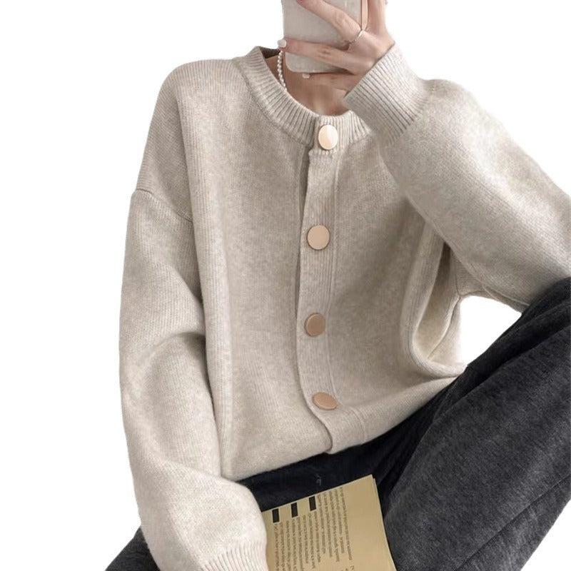 Women's Cozy Knit Cardigan with Button Detail