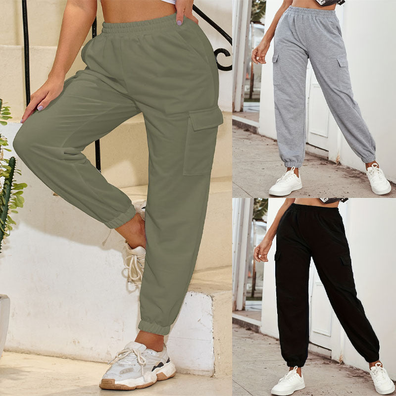 Women's Cargo Pants with Elastic Waist and Practical Pockets
