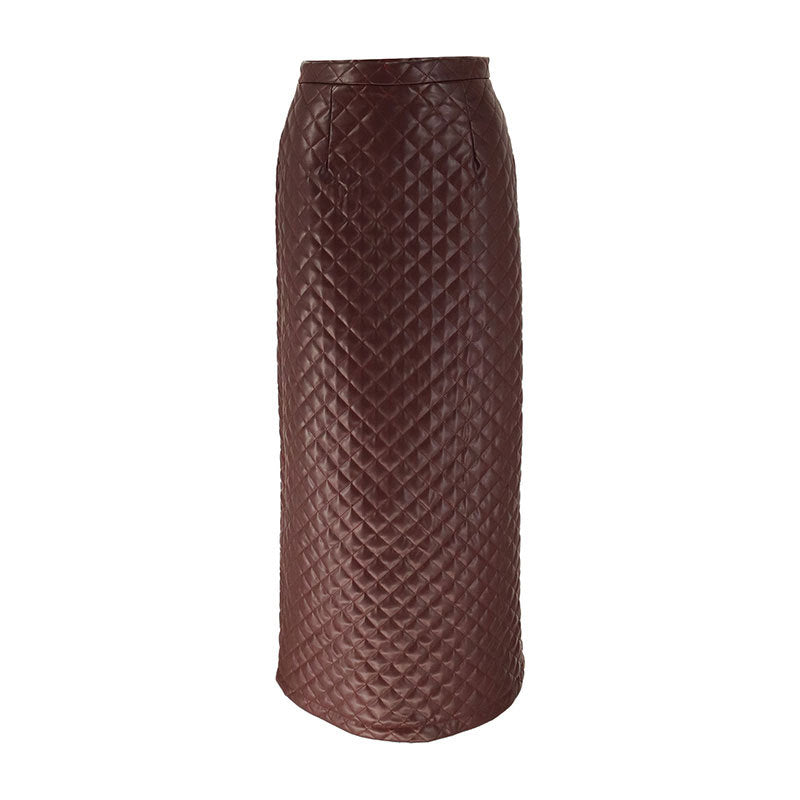 Women's Maxi Skirt in High-Quality Faux Leather with Refined Quilted Pattern