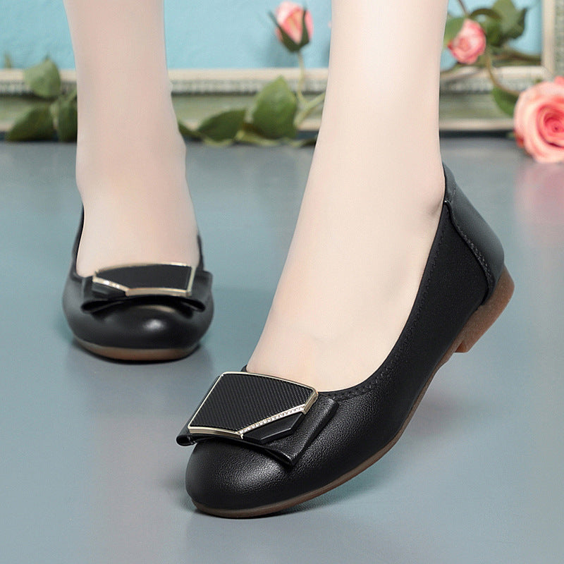 Women's Ballet Flats with Bow Accent and Comfortable Footbed