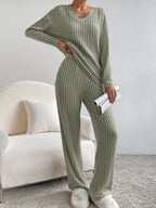 Women's Comfortable Ribbed Lounge Set