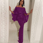Elegant Women's Evening Ensemble with Off-Shoulder Design