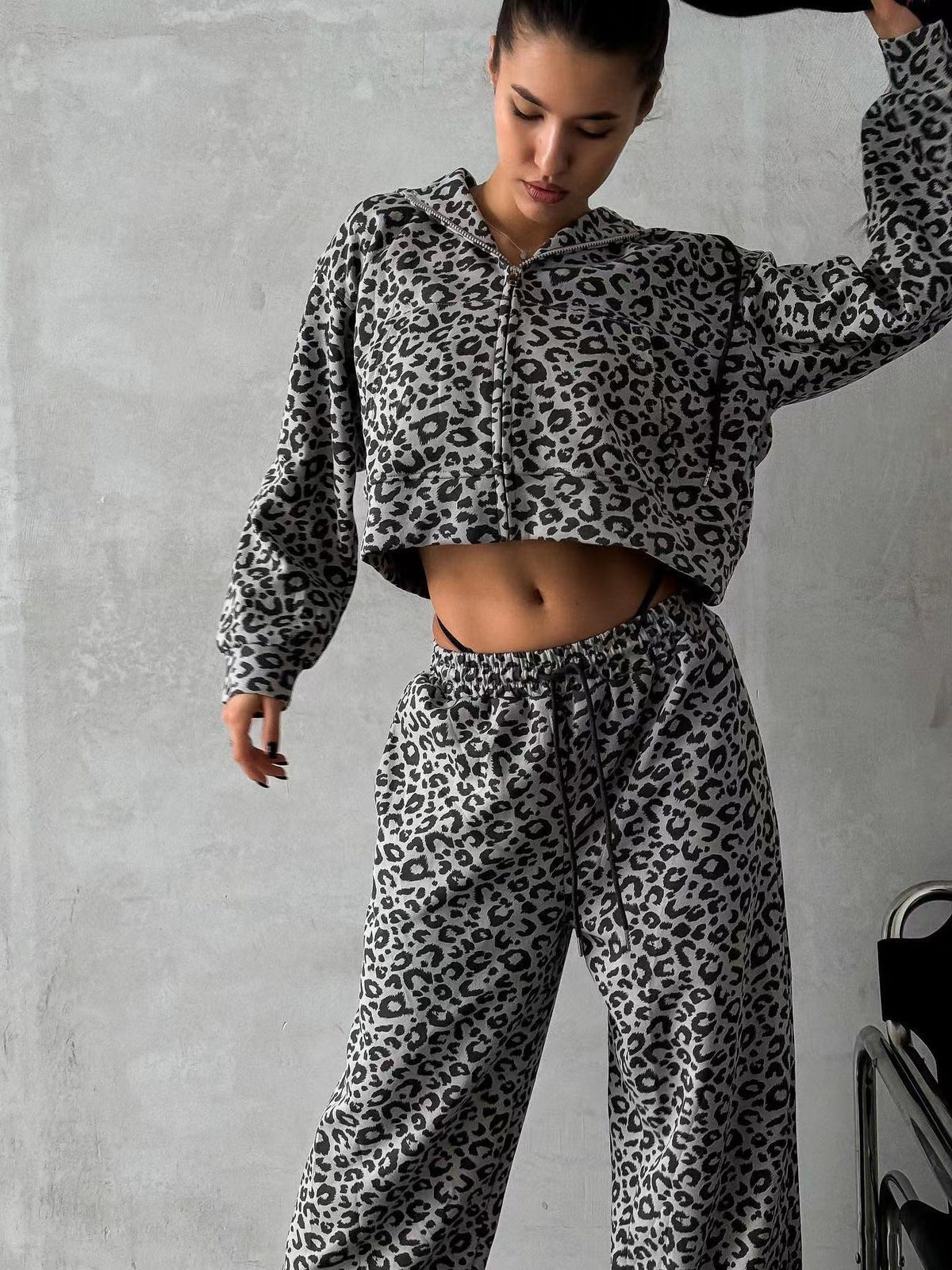 Women's Printed Hoodie and Wide Jogger Set